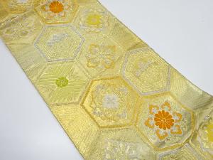 アンティーク　亀甲繋ぎに花模様織り出し袋帯（着用可）